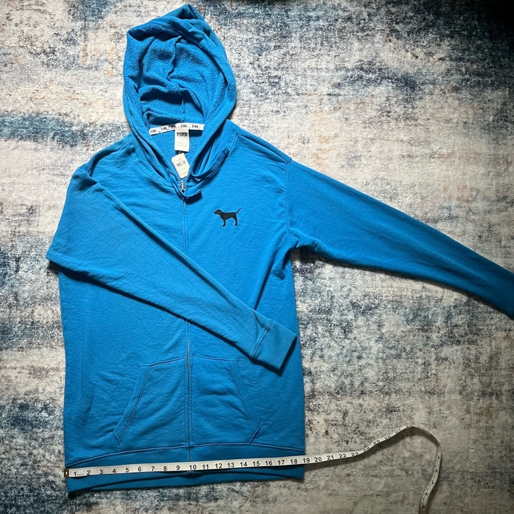 NWT Vintage Victoria's Secret PINK Blue Terrycloth Zip-Up Hoodie
